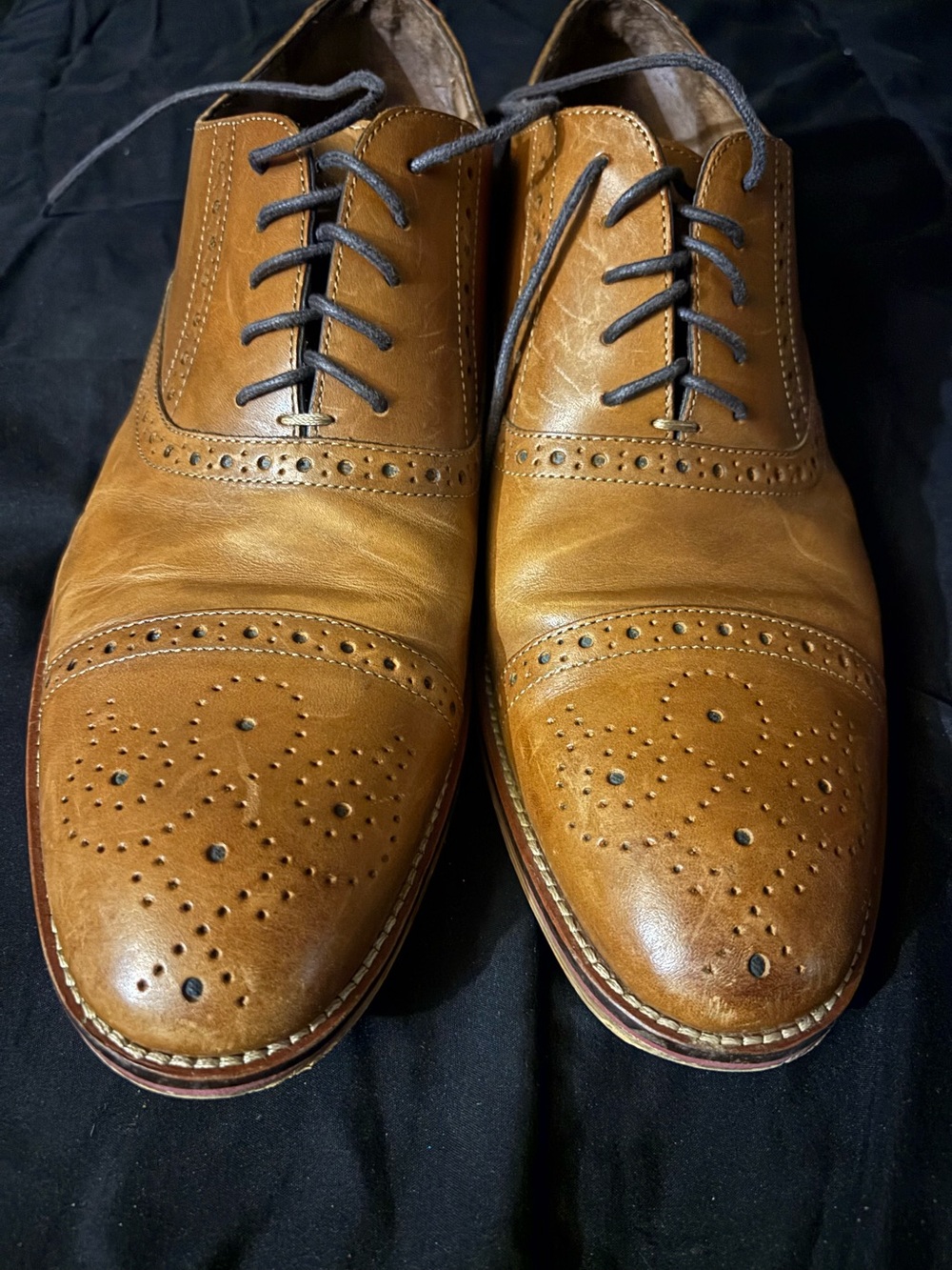Johnston & Murphy Conard Cap Toe Oxford Men 12M Tan Leather Brogue 20-8682